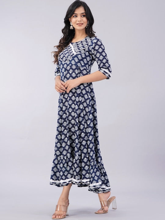 Sanganeri Kurti Floral Printed ANARKALI Kurta