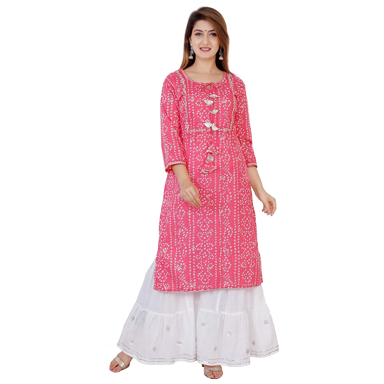 SQKURTI SANGANERI KURTI Women's Cotton Printed Kurta with Sharara Set New Jaipur Design