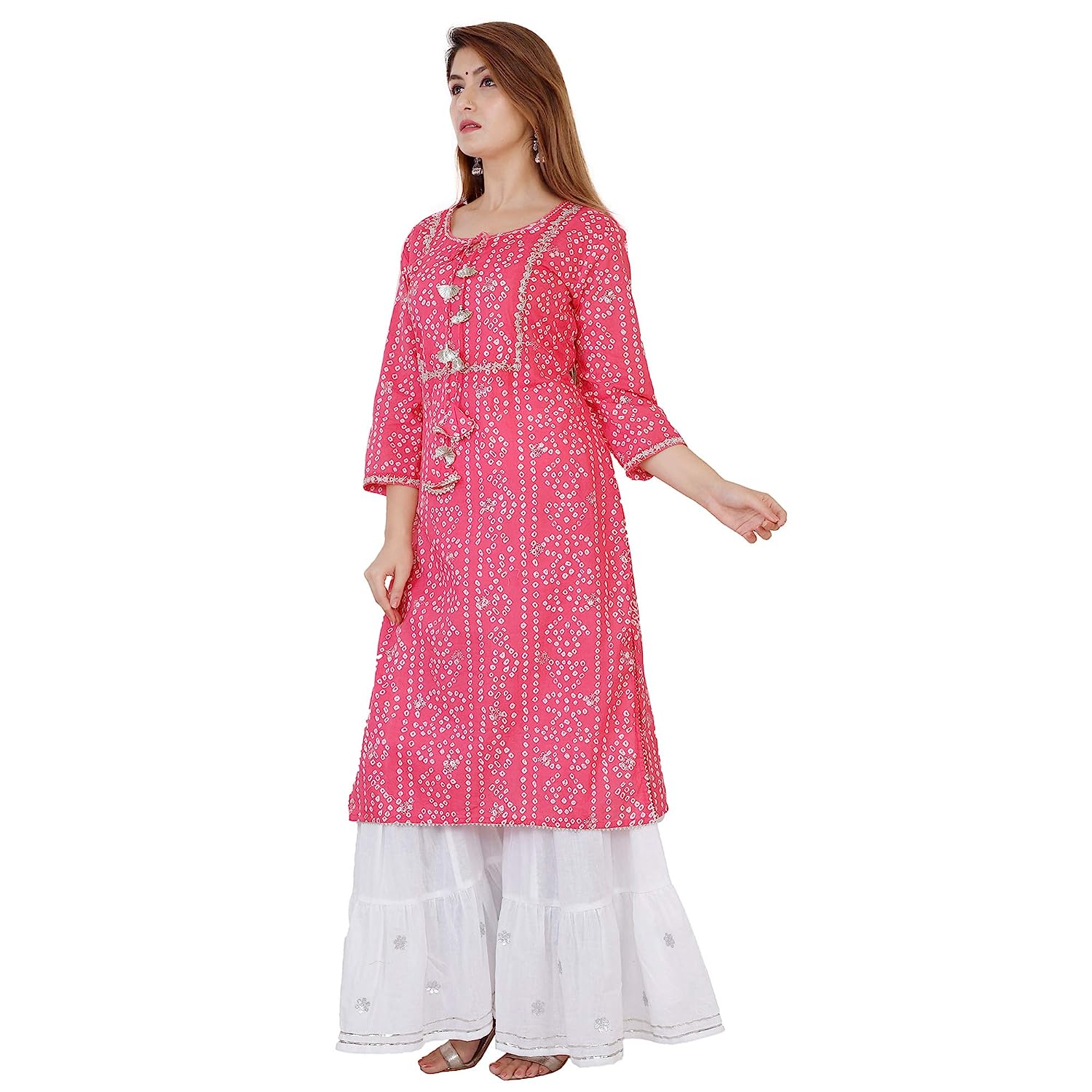 SQKURTI SANGANERI KURTI Women's Cotton Printed Kurta with Sharara Set New Jaipur Design