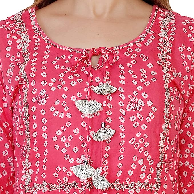 SQKURTI SANGANERI KURTI Women's Cotton Printed Kurta with Sharara Set New Jaipur Design