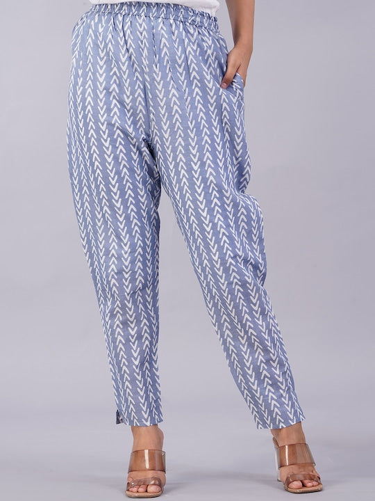 Sanganeri Kurti Floral Printed Gotta Patti Kurta With Trousers