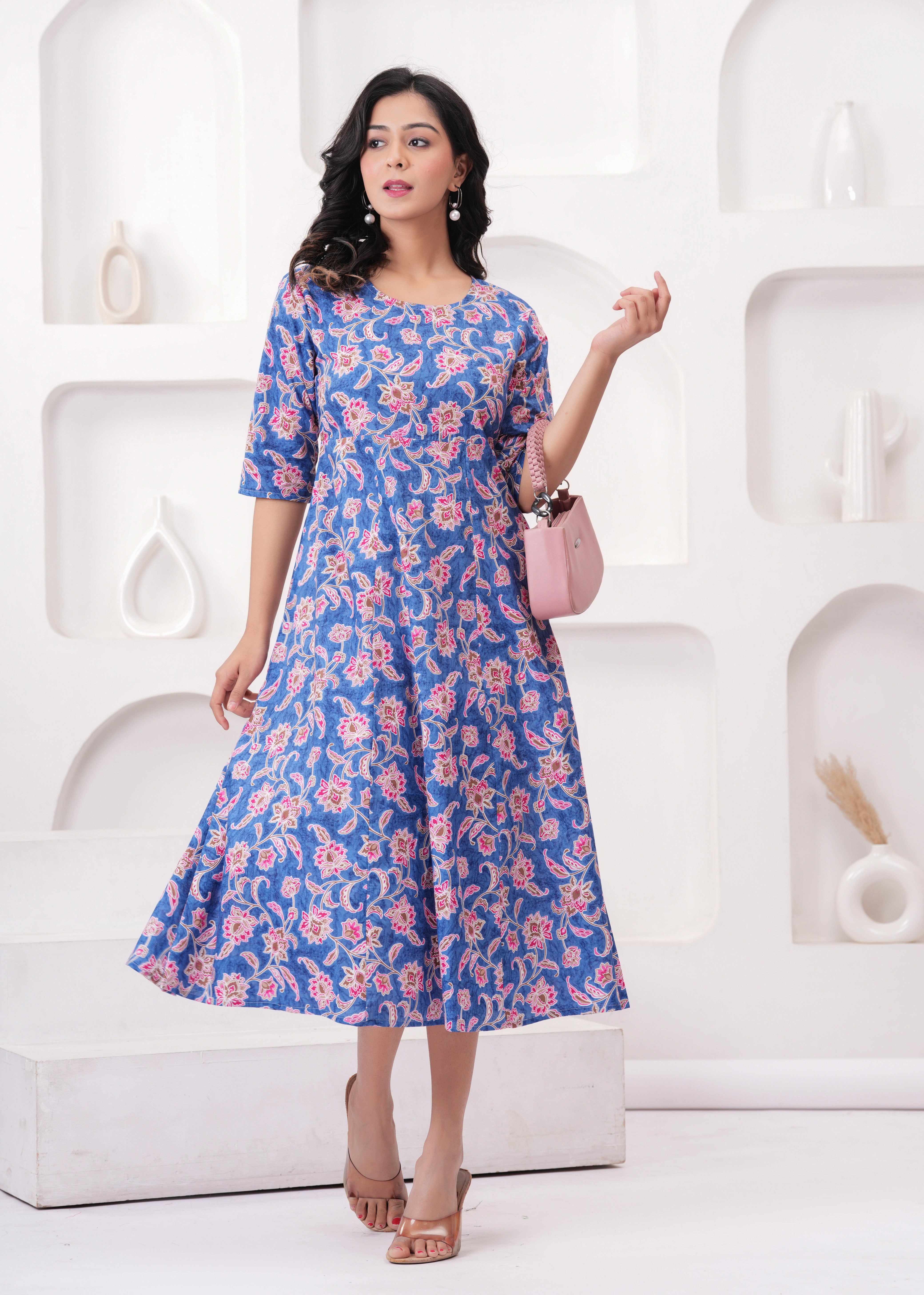 SQ Kurti – Blue Blossom Flare Kurti