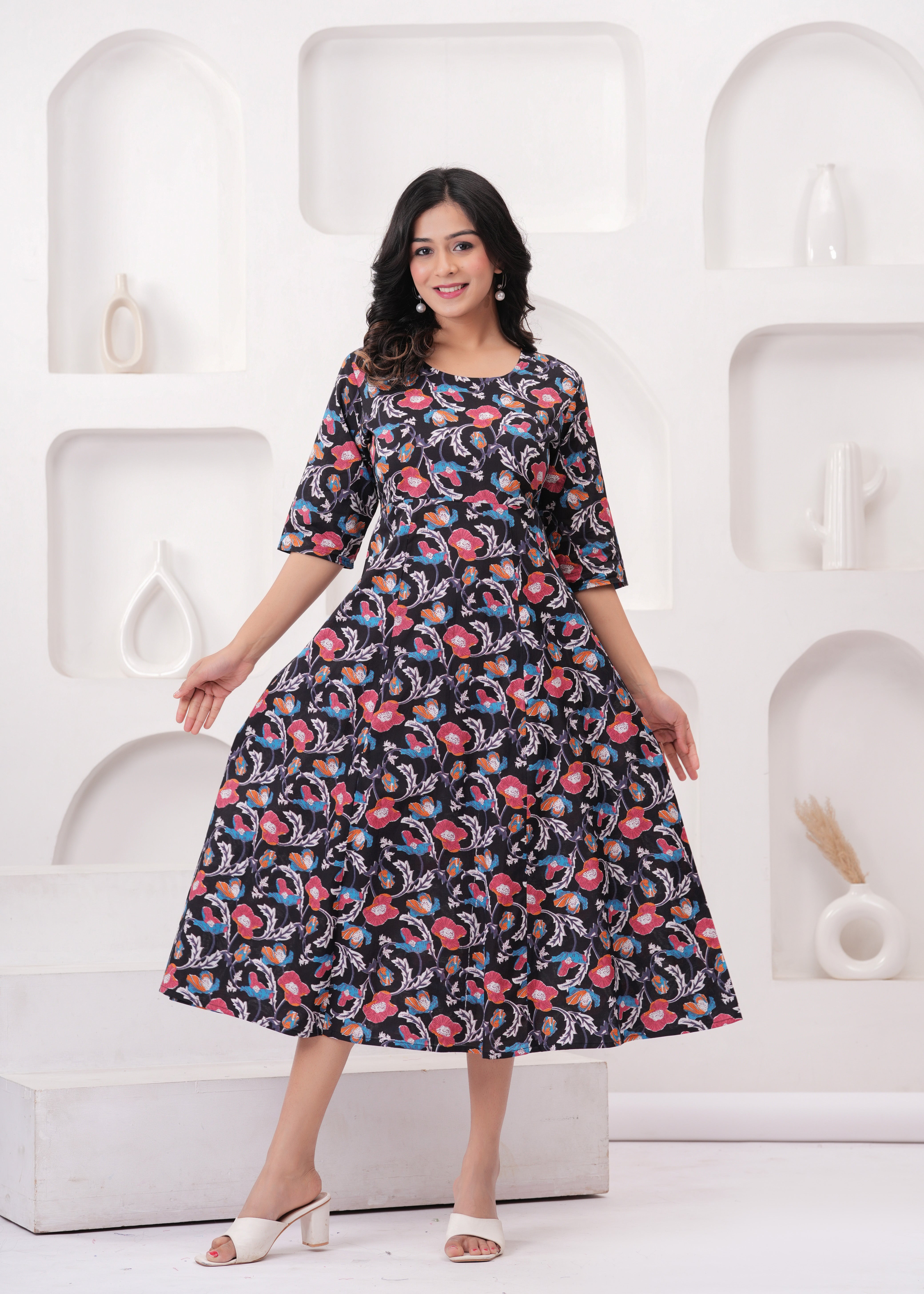 SQ Kurti – Ruby Floral Flare Kurti