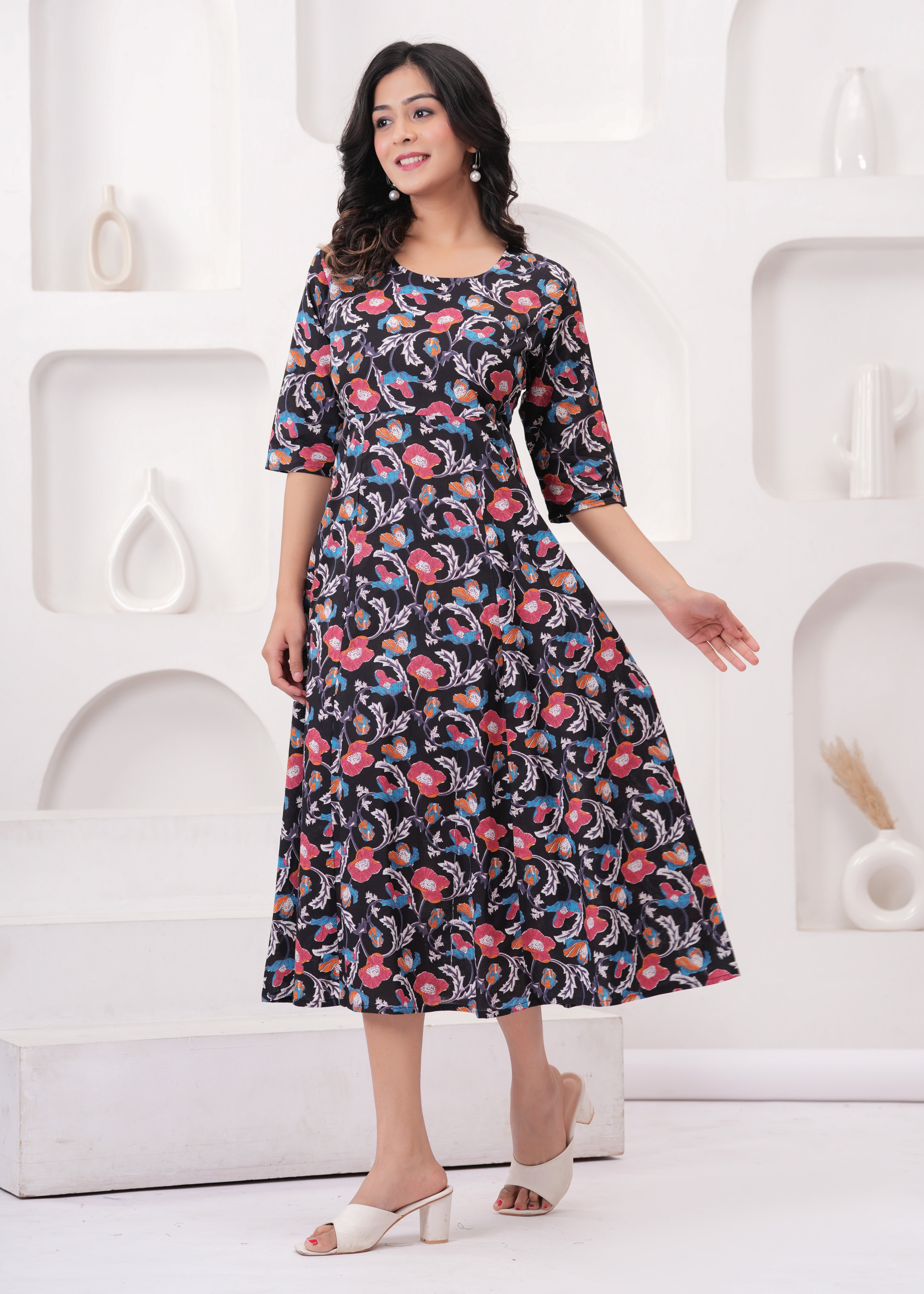 SQ Kurti – Ruby Floral Flare Kurti