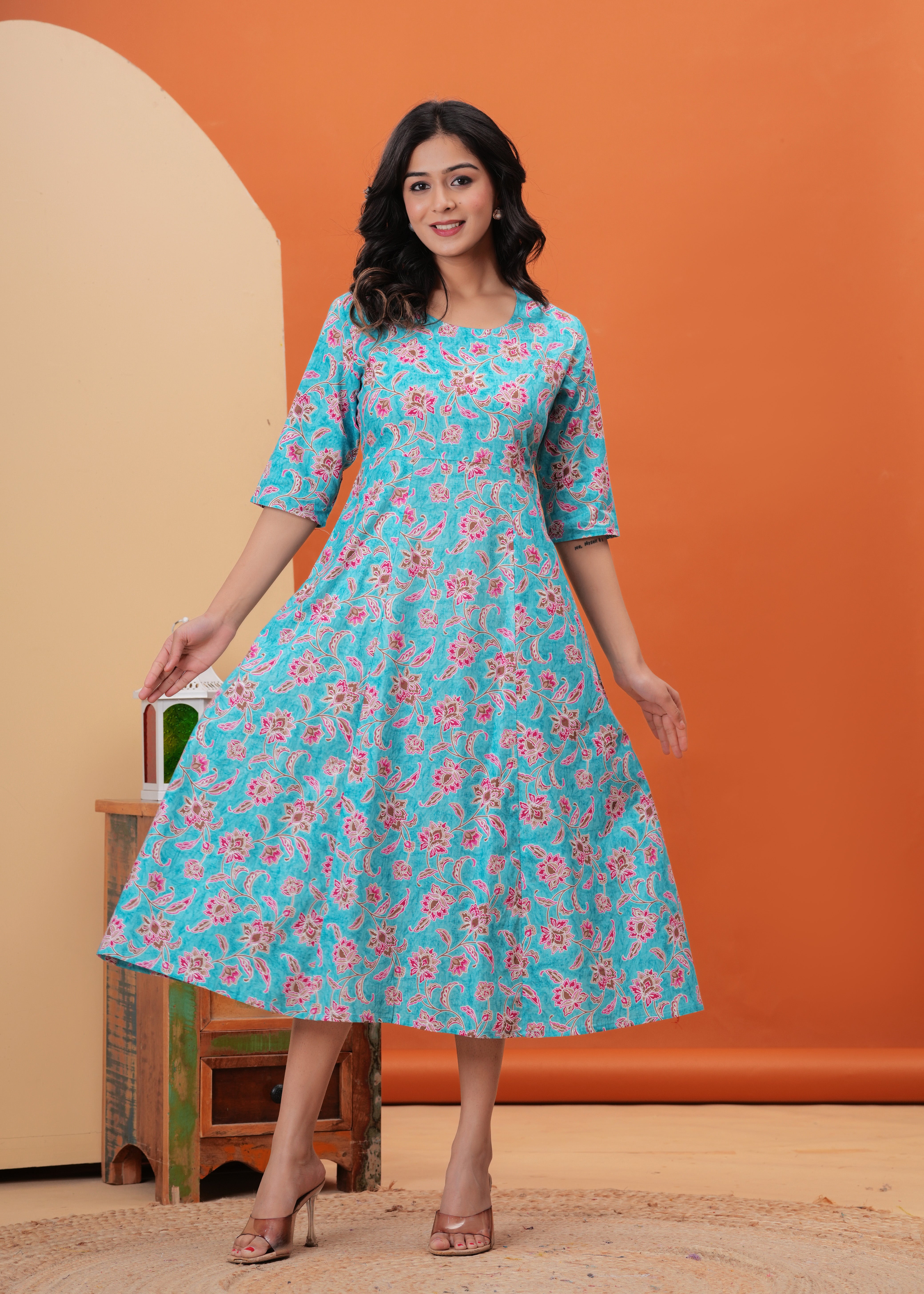 SQ Kurti – Aqua Petal Flare Kurti