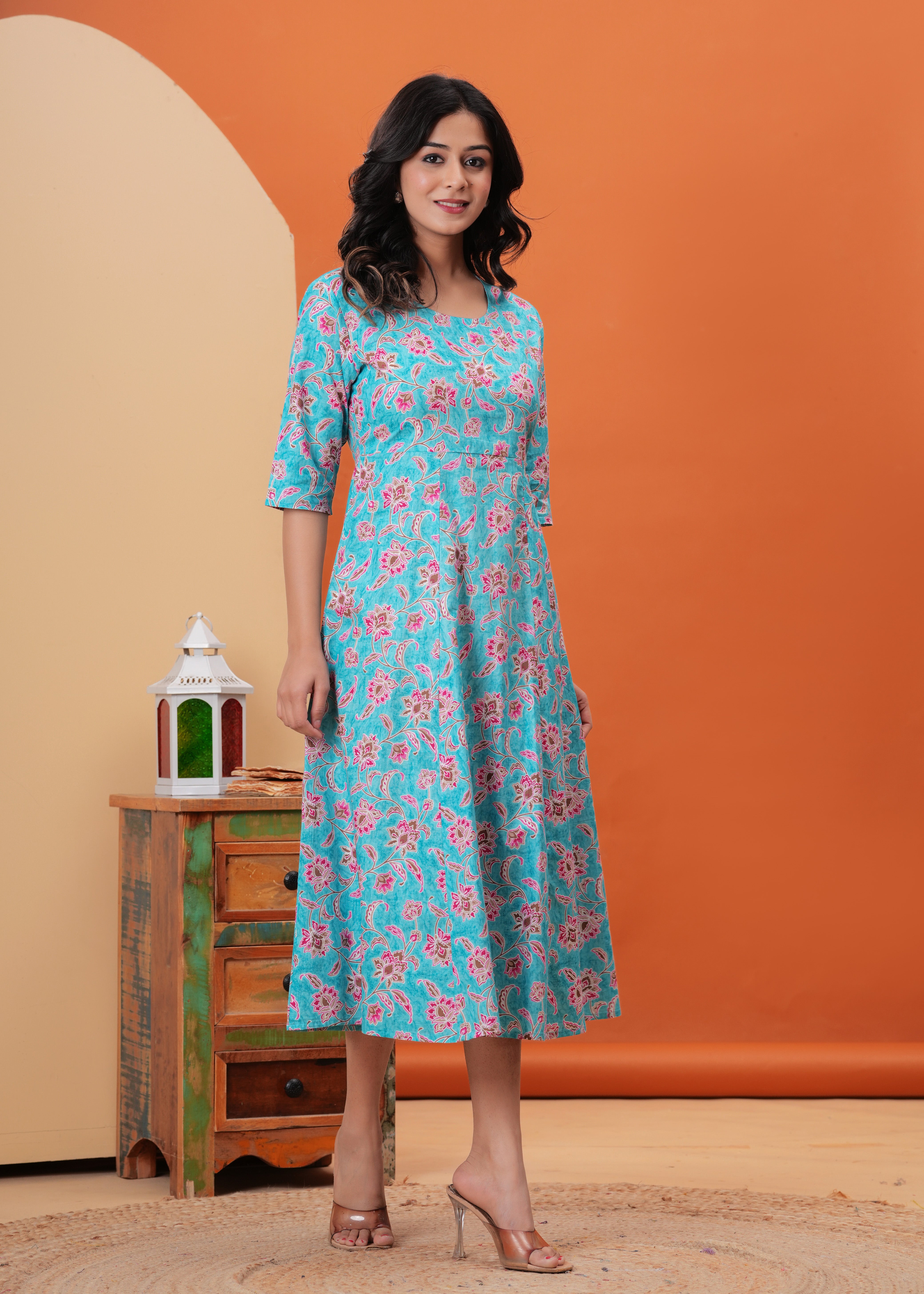 SQ Kurti – Aqua Petal Flare Kurti