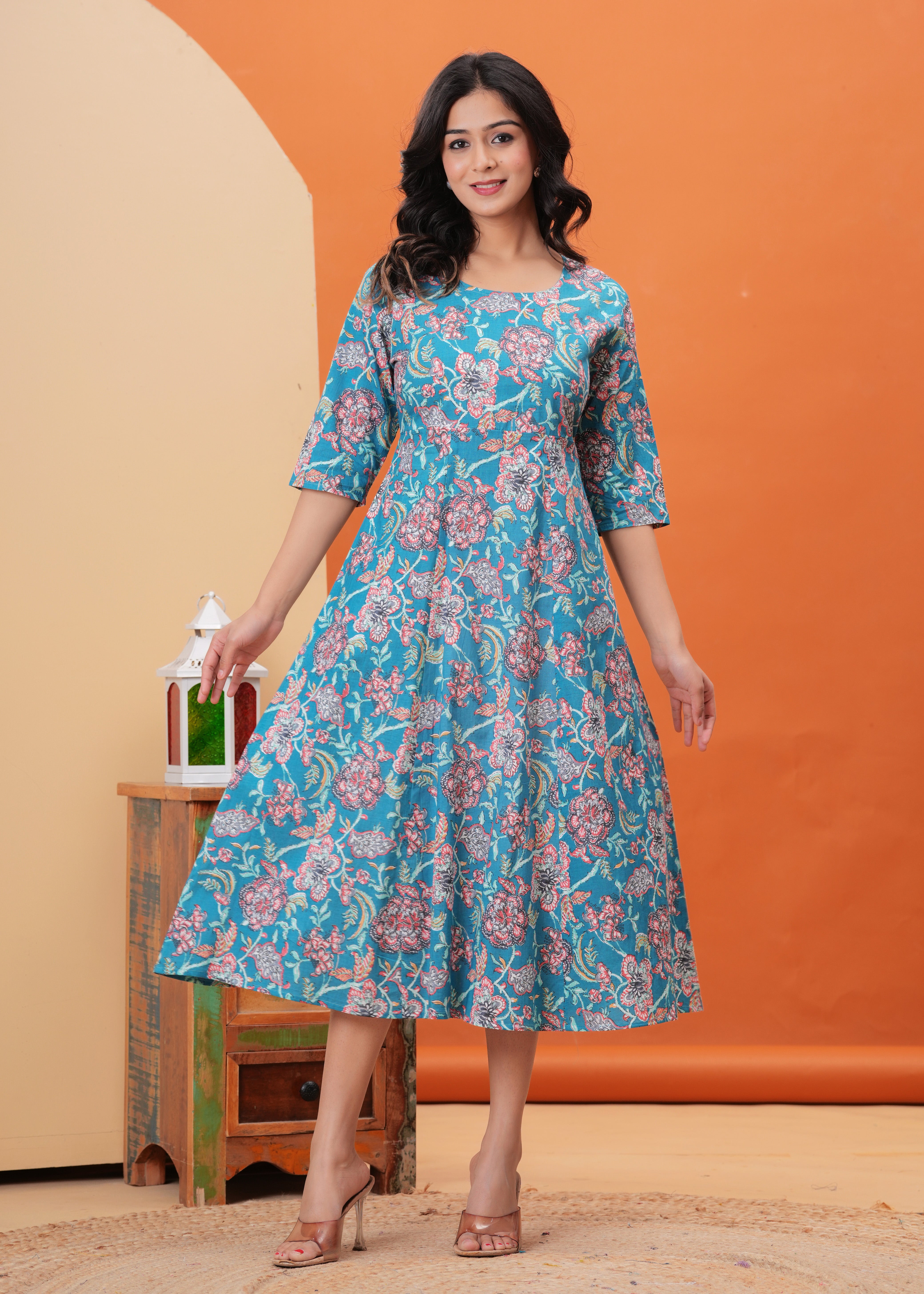 SQ Kurti – Teal Bloom Dress Kurti