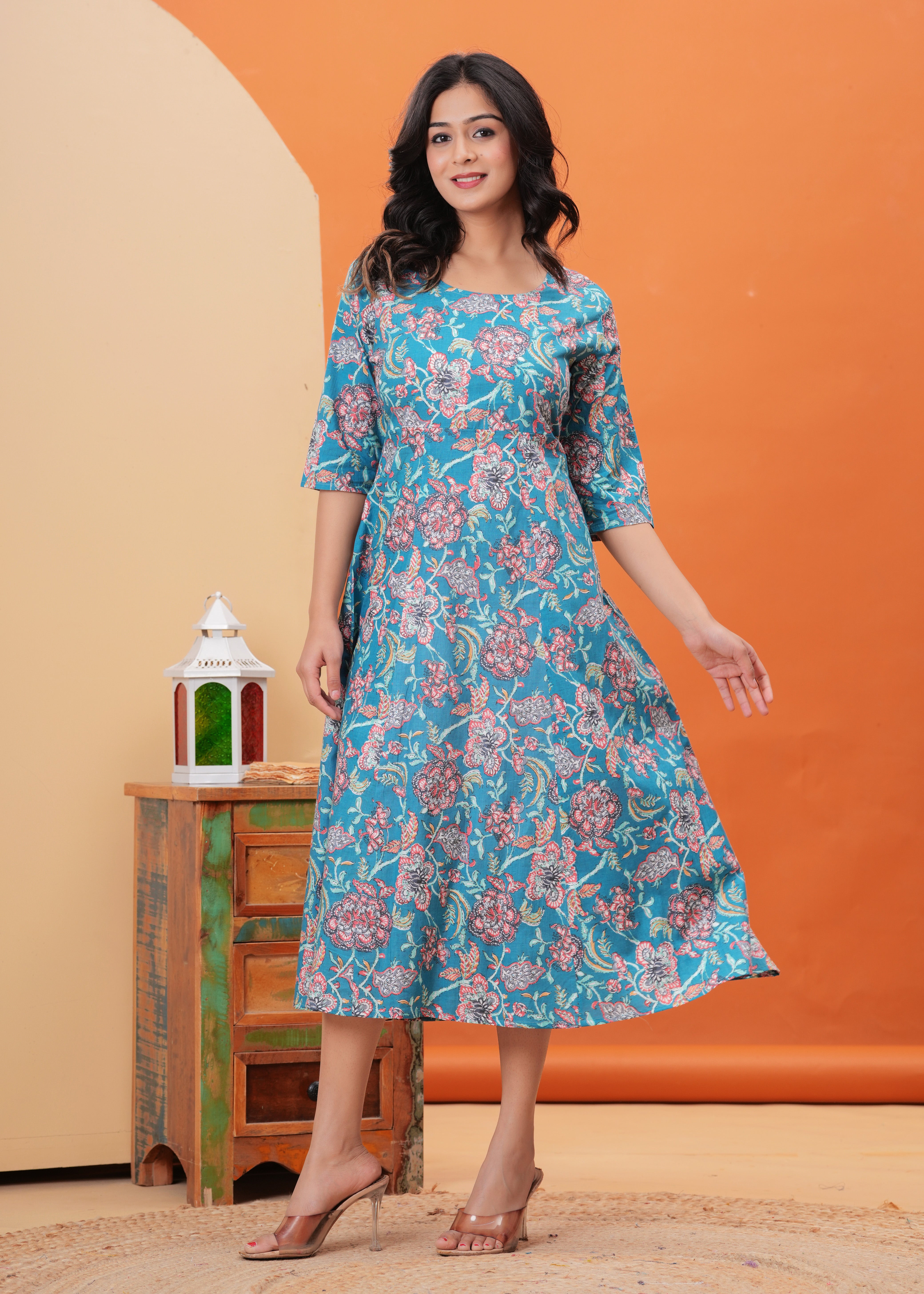 SQ Kurti – Teal Bloom Dress Kurti