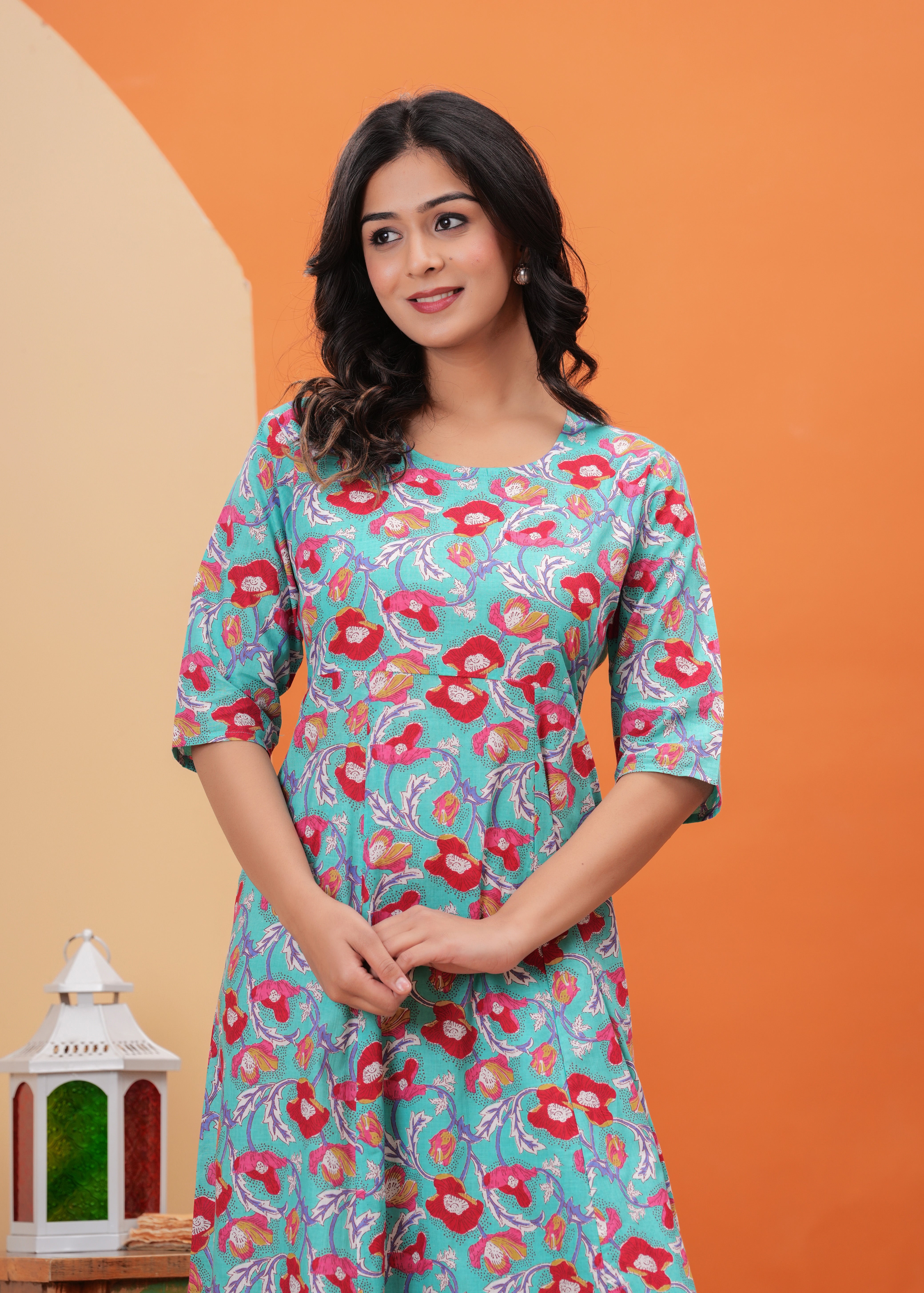 SQ Kurti – Aqua Bloom Dress Kurti