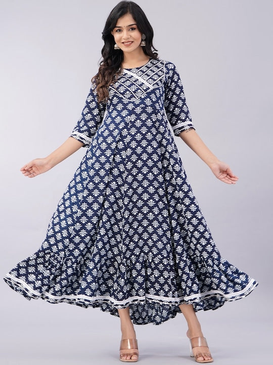 Sanganeri Kurti Floral Printed ANARKALI Kurta