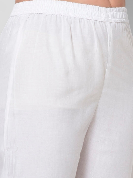 SQ SANGANERI KURTI  Women Pink & White Pure Cotton Kurta with Trousers & Dupatta