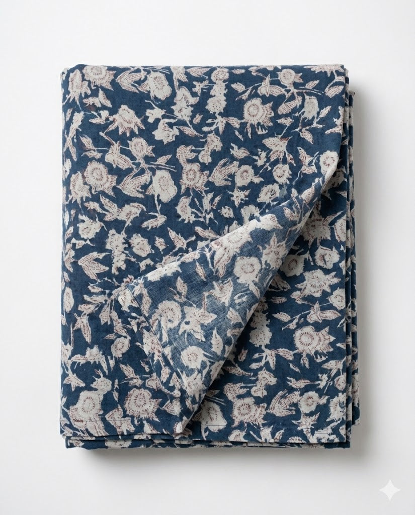 Sanganeri Floral Cotton Fabric –Floral Blue | SQ-SNG-101