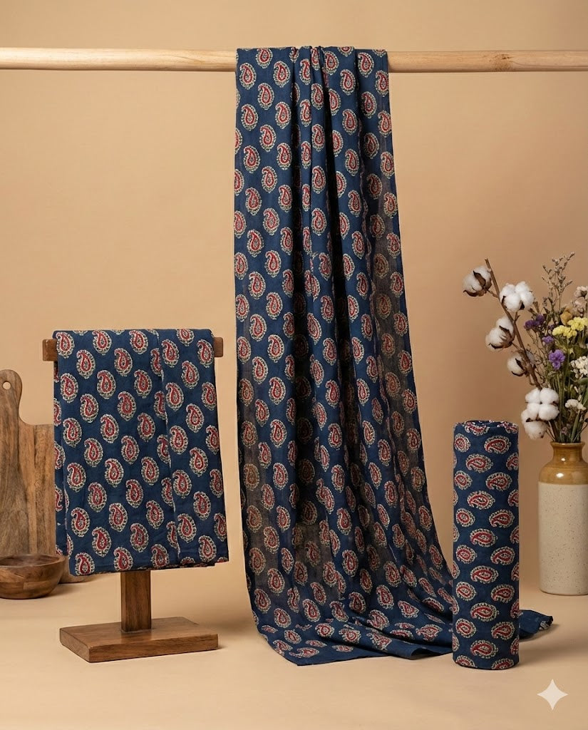 Sanganeri Floral Cotton Fabric - | SQ-SNG-103