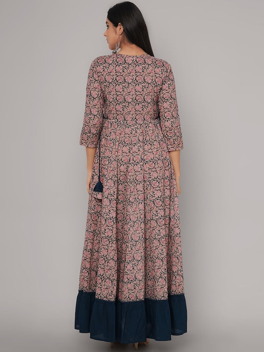 SANGANERI KURTI Women Women Rayon Floral Printed Long Kurta Latest Jaipur Kurti