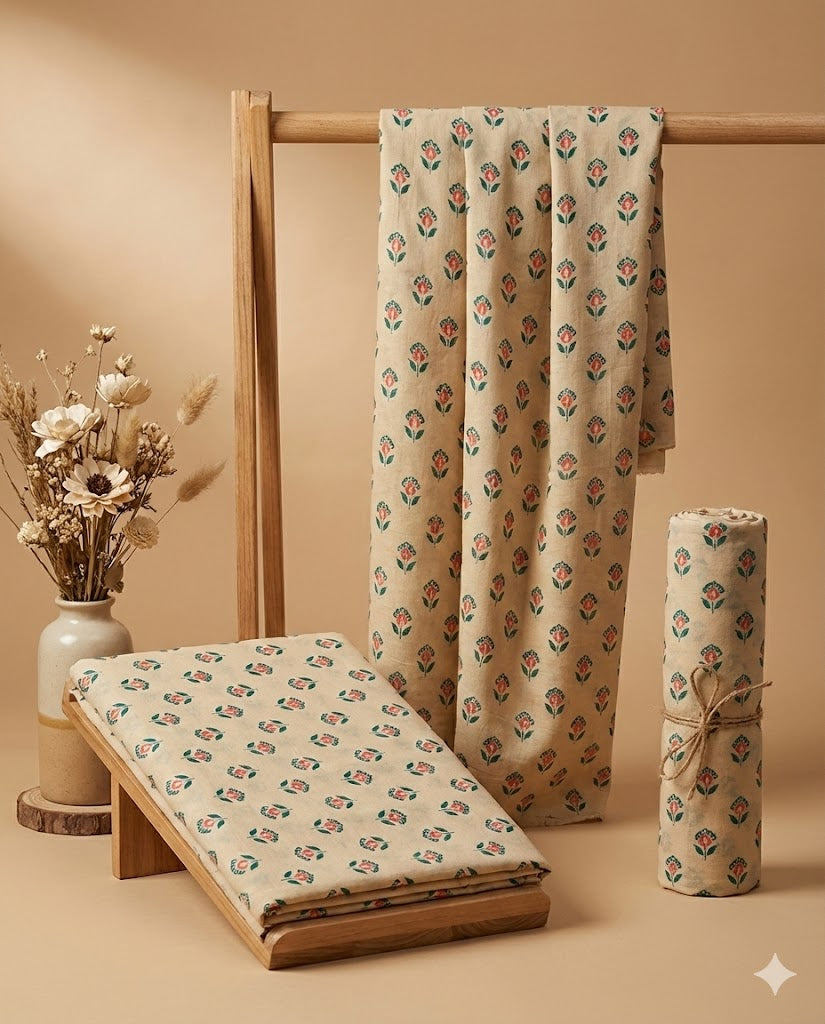 Premium Sanganeri Printed Cotton Fabrics - | SQ-SNG-110