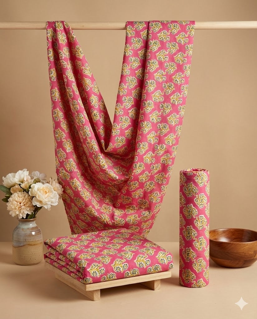 Premium Sanganeri Printed Cotton Fabrics - | SQ-SNG-114